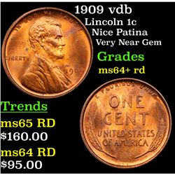 1909 vdb Lincoln Cent 1c Grades Choice+ Unc RD