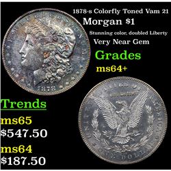 1878-s Colorfly Toned Vam 21 Morgan Dollar $1 Grades Choice+ Unc
