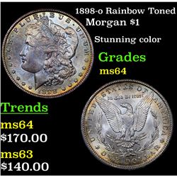 1898-o Rainbow Toned Morgan Dollar $1 Grades Choice Unc