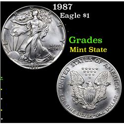 1987 Silver Eagle Dollar $1 Grades Mint State