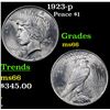 Image 1 : 1923-p Peace Dollar $1 Grades GEM+ Unc