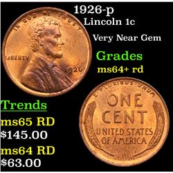 1926-p Lincoln Cent 1c Grades Choice+ Unc RD