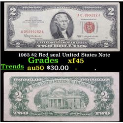 1963 $2 Red seal United States Note Grades xf