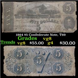 1864 $5 Confederate Note, T69 Grades vg, very good