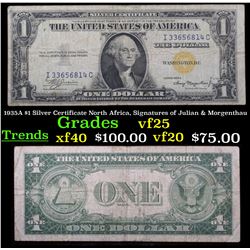 1935A $1 Gold Seal Silver Certificate, Signatures of Julian & Morgenthau Grades Choice AU