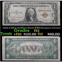 1935A $1 Silver Certificate Hawaii, Signatures of Julian & Morgenthau Grades vf