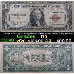 1935A $1 Silver Certificate Hawaii, Signatures of Julian & Morgenthau Grades vf