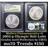 Image 1 : 2002-p Olympic Salt Lake Modern Commem Dollar $1 Graded ms70, Perfection By USCG