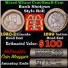 Image 1 : Mixed small cents 1c orig shotgun roll, 1920-d Wheat Cent, 1899 Indian Cent other end, McDonalds Wra