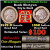 Image 1 : Mixed small cents 1c orig shotgun roll, 1919-d Wheat Cent, 1862 Indian Cent other end, McDonalds Wra