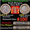 Image 1 : Mixed small cents 1c orig shotgun roll, 1911-d Wheat Cent, 1896 Indian Cent other end, McDonalds Wra