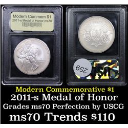 2011-s Medal of Honor Modern Commem Dollar $1 Graded ms70, Perfection By USCG