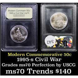 1995-s Civil War Modern Commem Half Dollar 50c Graded ms70, Perfection By USCG