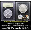 Image 1 : 1992-d Olympics Modern Commem Dollar $1 Graded ms70, Perfection By USCG