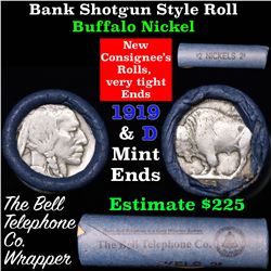 Buffalo Nickel Shotgun Roll in Old Bank Style 'Bell Telephone'  Wrapper 1919 & d Mint Ends Grades