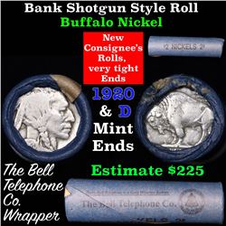 Buffalo Nickel Shotgun Roll in Old Bank Style 'Bell Telephone'  Wrapper 1920 & d Mint Ends Grades