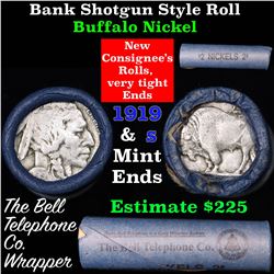 Buffalo Nickel Shotgun Roll in Old Bank Style 'Bell Telephone'  Wrapper 1919 & s Mint Ends Grades