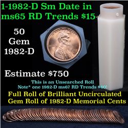 ***Auction Highlight*** Uncirculated 1c roll, 1982-p Zinc Small Date 50 pcs Grades (fc)