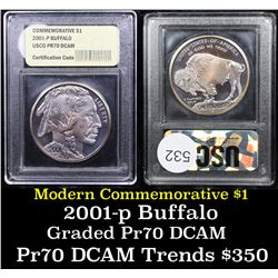 Proof ***Auction Highlight*** 2001-P Buffalo Modern Commem Dollar $1 Graded GEM++ Proof Deep Cameo B