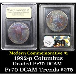 Proof ***Auction Highlight*** 1992-P Columbus Modern Commem Dollar $1 Graded GEM++ Proof Deep Cameo 