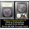 Image 1 : Proof ***Auction Highlight*** 1992-P Columbus Modern Commem Dollar $1 Graded GEM++ Proof Deep Cameo 
