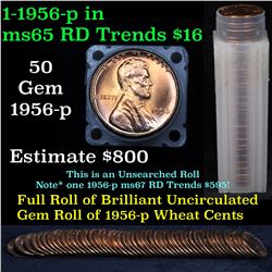 ***Auction Highlight*** Uncirculated Lincoln 1c roll, 1956-p 50 pcs Grades