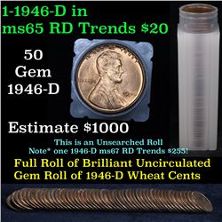 ***Auction Highlight*** Uncirculated Lincoln 1c roll, 1946-d 50 pcs Grades (fc)