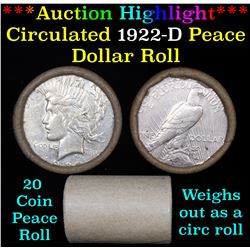 ***Auction Highlight*** Full solid date 1922-d Peace silver dollar roll (fc)