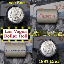 ***Auction Highlight*** Full Morgan/Peace Aladdin Hotel silver $1 roll $20, 1889 & 1897 ends (fc)
