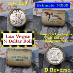 ***Auction Highlight*** Old Casino 50c Roll $10 In Halves Flamingo Hotel Las Vegas 1917 Walker & 'd'