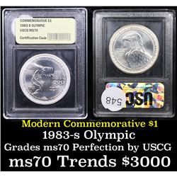 ***Auction Highlight*** 1983-s Olympics Modern Commem Dollar $1 Graded ms70, Perfection By USCG (fc)