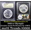 Image 1 : ***Auction Highlight*** 1983-s Olympics Modern Commem Dollar $1 Graded ms70, Perfection By USCG (fc)