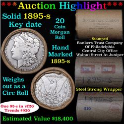 ***Auction Highlight*** Full solid date Key Date 1895-s Morgan silver dollar roll, 20 coins (fc)