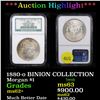 Image 1 : ***Auction Highlight*** NGC 1880-o BINION COLLECTION Morgan Dollar $1 Graded ms62+ By NGC (fc)