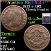 Image 1 : ***Auction Highlight*** 1813 s-292 Classic Head Large Cent 1c Graded vg+ By USCG (fc)