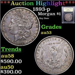 ***Auction Highlight*** 1893-p Morgan Dollar $1 Graded Select AU By USCG (fc)