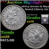 Image 1 : ***Auction Highlight*** 1853-p Arrows & Rays Seated Liberty Quarter 25c Graded Choice AU/BU Slider B