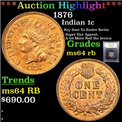 ***Auction Highlight*** 1876 Indian Cent 1c Graded Choice Unc RB BY USCG (fc)