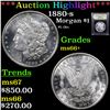 Image 1 : ***Auction Highlight*** 1880-s Morgan Dollar $1 Graded GEM++ Unc By USCG (fc)