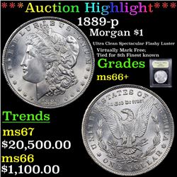 ***Auction Highlight*** 1889-p Morgan Dollar $1 Graded GEM++ Unc By USCG (fc)