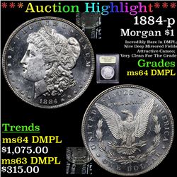 ***Auction Highlight*** 1884-p Morgan Dollar $1 Graded Choice Unc DMPL By USCG (fc)