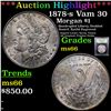 Image 1 : ***Auction Highlight*** 1878-s Vam 30 Morgan Dollar $1 Graded GEM+ Unc BY USCG (fc)