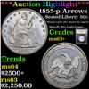Image 1 : ***Auction Highlight*** 1855-p Arrows Seated Half Dollar 50c Graded Select+ Unc By USCG (fc)