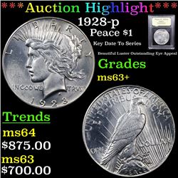 ***Auction Highlight*** 1928-p Peace Dollar $1 Graded Select+ Unc BY USCG (fc)