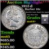 Image 1 : ***Auction Highlight*** 1912-d Barber Dime 10c Graded Choice+ Unc By USCG (fc)