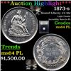 Image 1 : ***Auction Highlight*** 1873-p Seated Liberty Half Dime 1/2 10c Graded Choice Unc PL By USCG (fc)