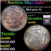 Image 1 : ***Auction Highlight*** 1886-p Rainbow Toned Vam 1a Top 100 Morgan Dollar $1 Graded GEM+ Unc BY USCG