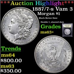 ***Auction Highlight*** 1887/7-s Vam 3 Morgan Dollar $1 Graded Select+ Unc By USCG (fc)