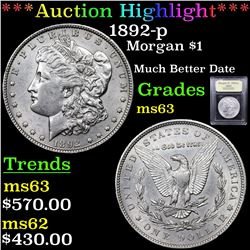 ***Auction Highlight*** 1892-p Morgan Dollar $1 Graded Select Unc BY USCG (fc)