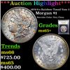 Image 1 : ***Auction Highlight*** 1879/9-s Rainbow Toned Vam 3 Morgan Dollar $1 Graded GEM+ Unc By USCG (fc)